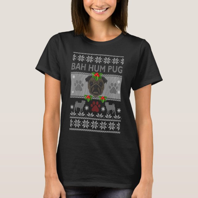 Bah Hum Pug Pugly Ugly Christmas Sweater Dog Pugs (Front)