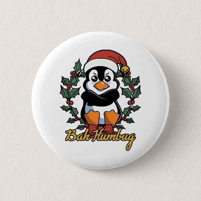 Bah Humbug 2 Inch Round Button (Front)