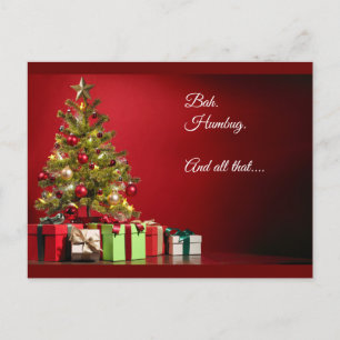 "Bah. Humbug. And all that..." tree with presents Postcard