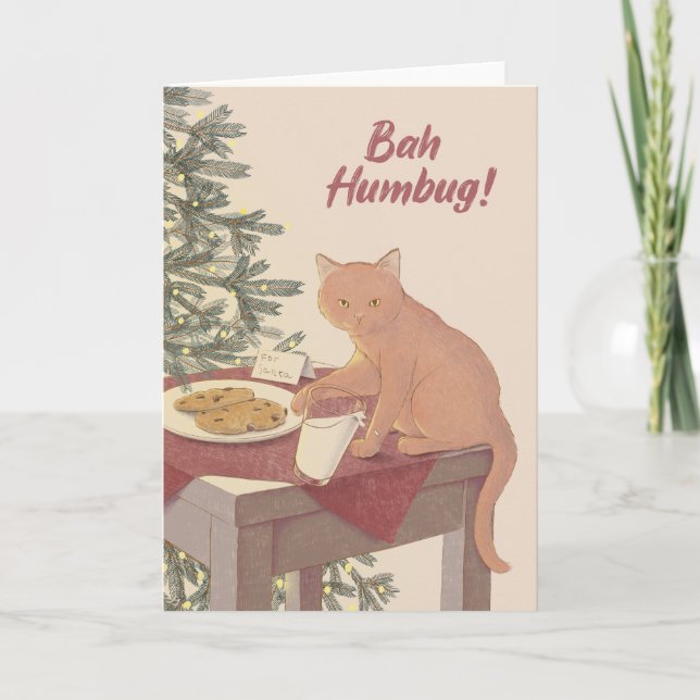 Bah Humbug Christmas Cat Blank Card (Front)