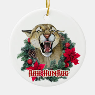 Bah Humbug Cougar Ceramic Ornament