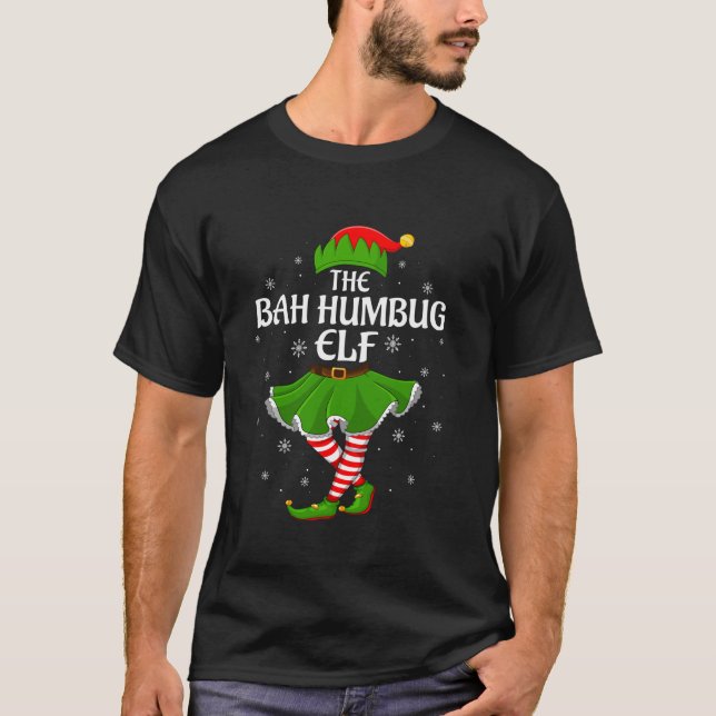Bah Humbug Elf Christmas Family Girls Women Elf Sq T-Shirt (Front)