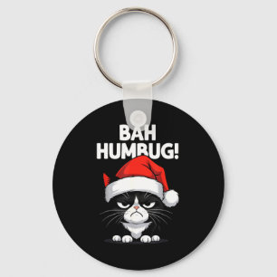 Bah Humbug Funny Bad Cat Christmas Hater Cat Lover Keychain