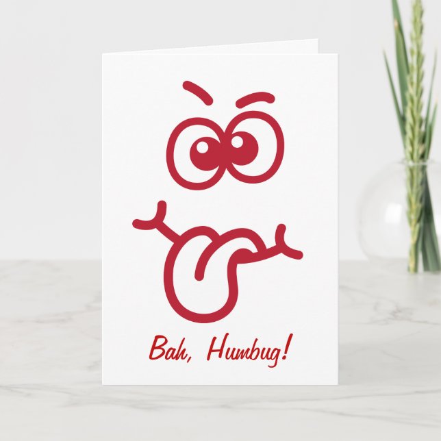 Bah Humbug Funny Face Christmas Card (Front)