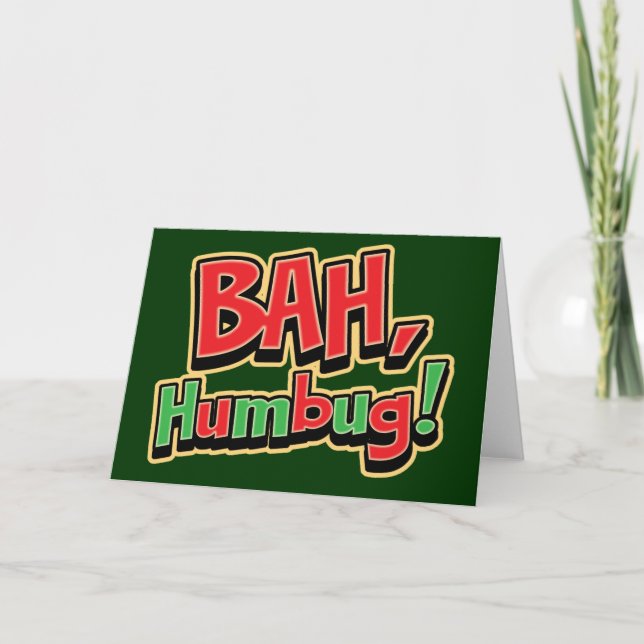 Bah Humbug Greeting Cards - Dark Background (Front)