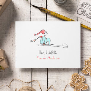 Bah Humbug Grouchy Elf Cute Hand-Illustrated Holiday Card
