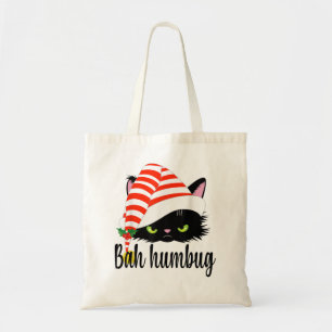 Bah Humbug Merry Christmas, Funny Cat Lover Tote Bag