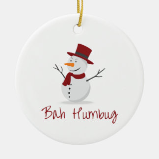 Bah Humbug -  Mischievous Snowman  - Christmas Ceramic Ornament