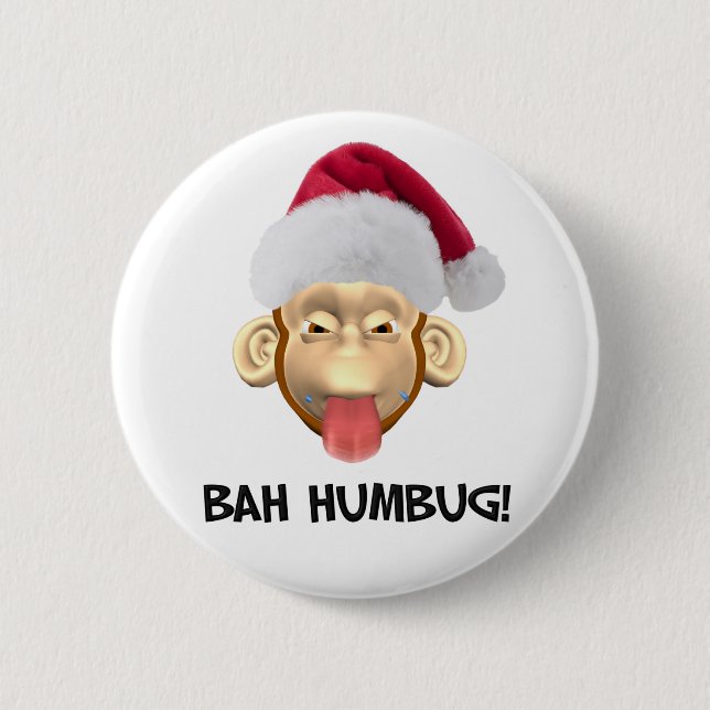 Bah Humbug Monkey button (Front)