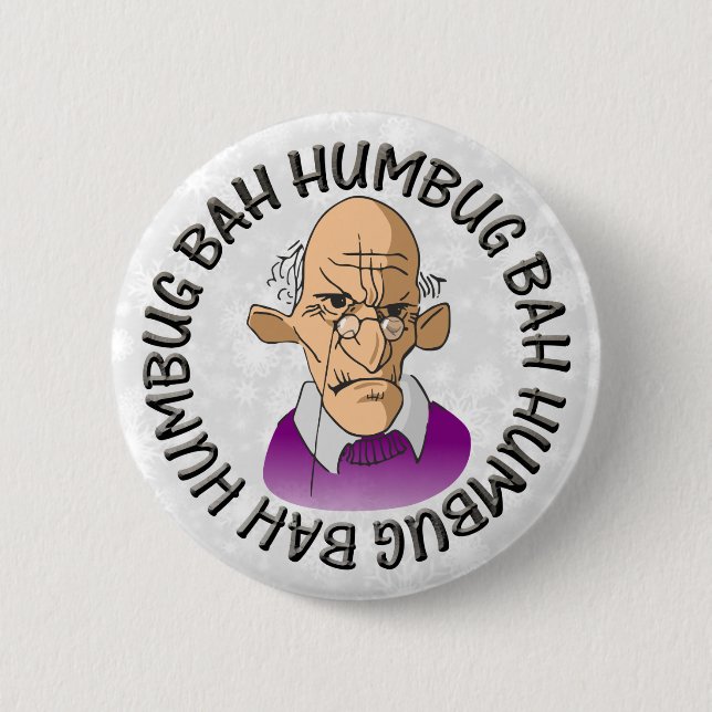 Bah Humbug Old Man 2 Inch Round Button (Front)