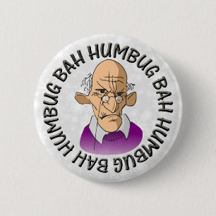Bah Humbug Old Man 2 Inch Round Button