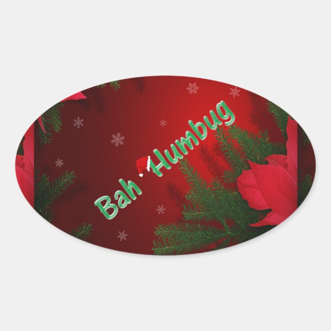 Bah Humbug Oval Sticker (Front)