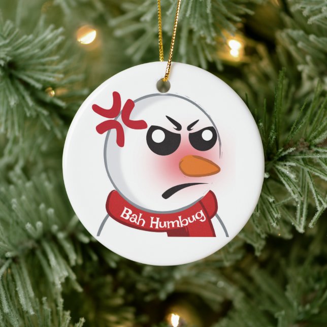 Bah Humbug Snowman  Ceramic Ornament (Tree)