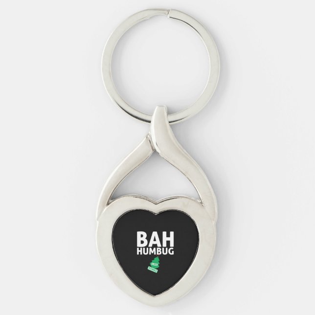 Bah Humbug Xmas Stinks Funny Anti Christmas Grumpy Keychain (Front)