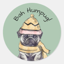 Bah Humpug Cute Christmas Illustrated Pug Winter