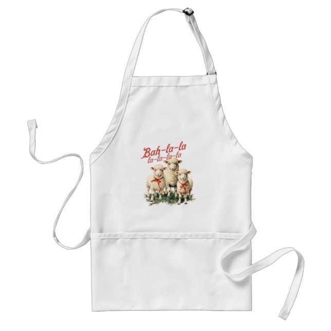 Bah La La Cute Retro Christmas Sheep Standard Apron (Front)