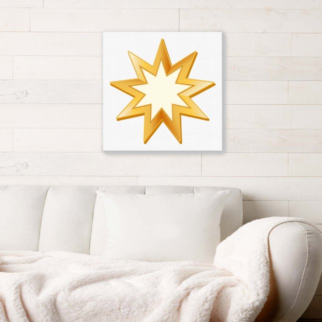 Baha'i Canvas Wall Art (Gold nine pointed star. Symbol of the Baha’i faith. )