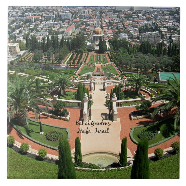 Bahai Gardens in Haifa, Israel Tile (Front)