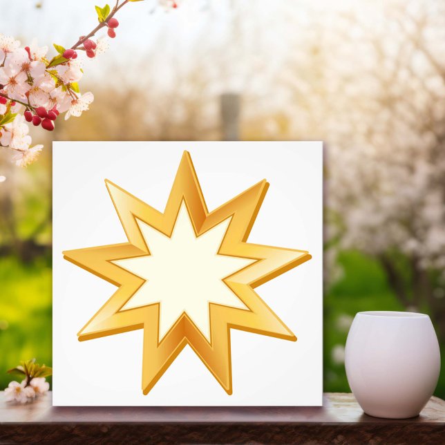Baha'i  photo print (Peace. Nine pointed star, symbol of the Baha’i faith in gold. )