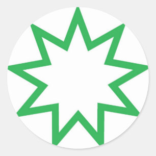 Bahai star green classic round sticker