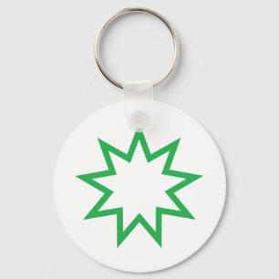 Bahai star green keychain