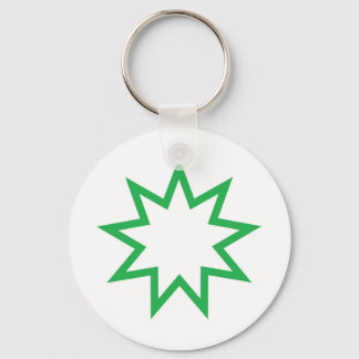 Bahai star green keychain