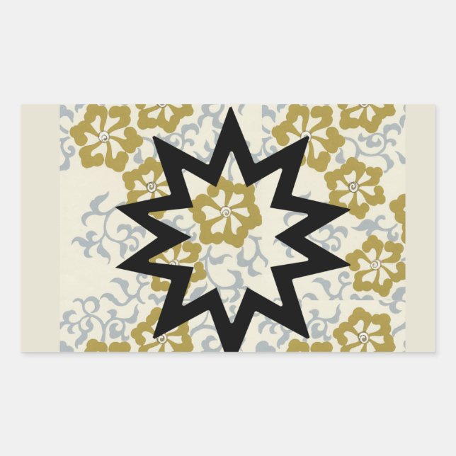 Baha'i Star on Gold and Silver Background Sticker (Front)