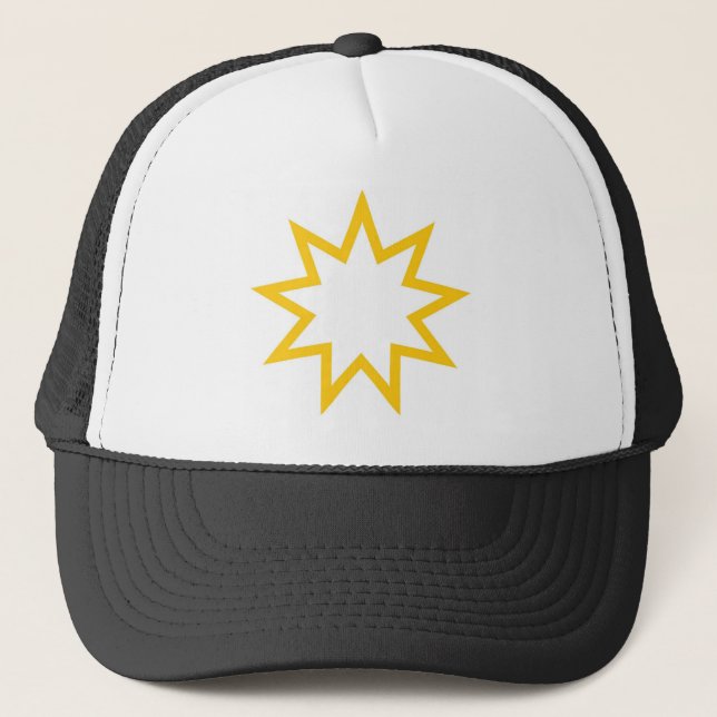 Bahai star orange trucker hat (Front)
