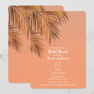 Bahama Breeze Bronze Palm Coral Bridal Shower Invitation