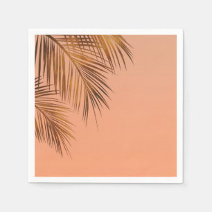 Bahama Breeze Bronze Palm Coral Peach Wedding Napkin