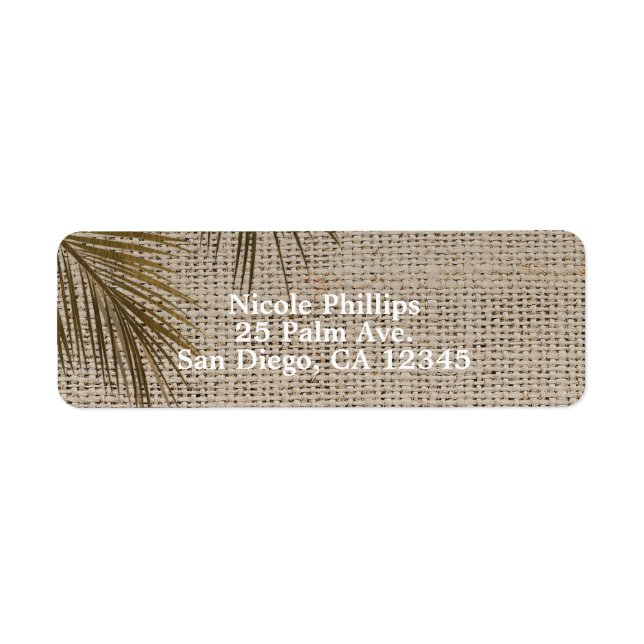 Bahama Breeze Bronze Palm Rustic Burlap Wedding (Front)