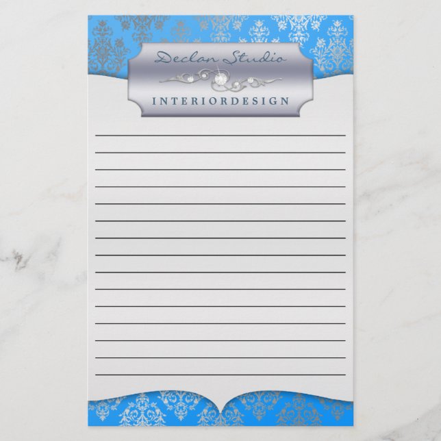 Bahama Dashing Damask Lined Business Stationary Stationery (Front)