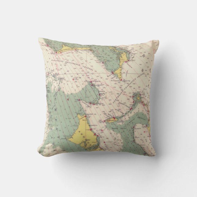 Bahama Islands nautical chart map Throw Pillow (Front)