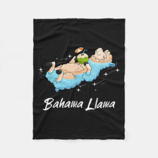 Bahama Llama Shirt Funny Alpaca beach vacation Fleece Blanket