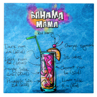 Bahama Mama Cocktail 6" x 6" Ceramic Photo Tile