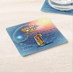 Bahama Mama Cocktail (#8 of 12 Drink Recipe Sets) Square Paper Coaster