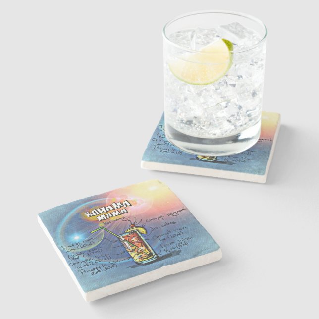 Bahama Mama Cocktail (#8 of 12 Drink Recipe Sets) Stone Coaster (Side)