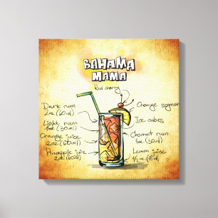 Bahama Mama Cocktail Recipe Canvas Print