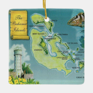 Bahama Out Islands Colourful Map Ceramic Ornament