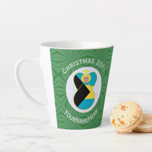 Bahaman Flag Blonde Angel Christmas Personalized Latte Mug