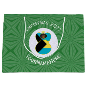 Bahaman Flag Dark Angel Christmas Personalized  Large Gift Bag