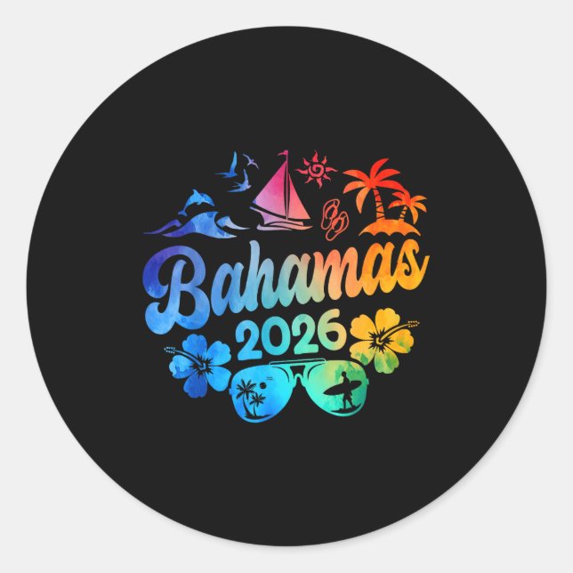 Bahamas 2026 Vacation Beach Tie Dye Trips Summer V Classic Round Sticker (Front)