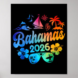 Bahamas 2026 Vacation Beach Tie Dye Trips Summer V Poster