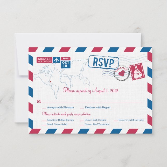 Bahamas Air Mail Wedding RSVP (Front)