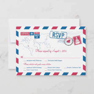 Bahamas Air Mail Wedding RSVP Card