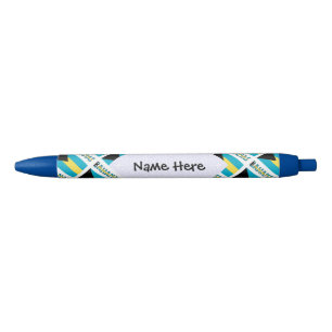 Bahamas and Bahaman Flag Tiled Personalized  Black Ink Pen