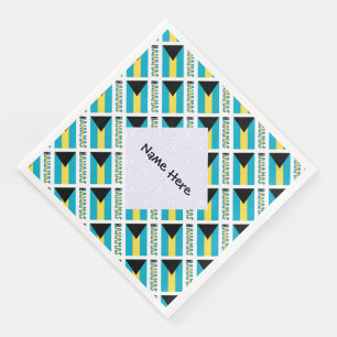 Bahamas and Bahaman Flag Tiled Personalized  Napkin