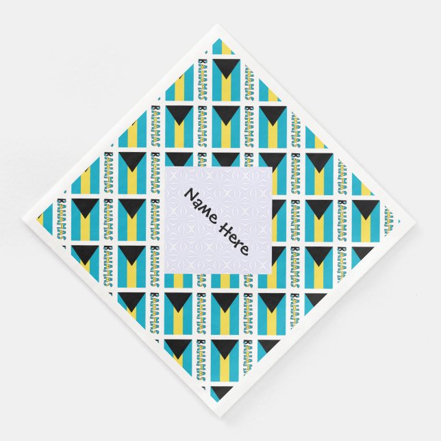 Bahamas and Bahaman Flag Tiled Personalized  Napkin (Corner)