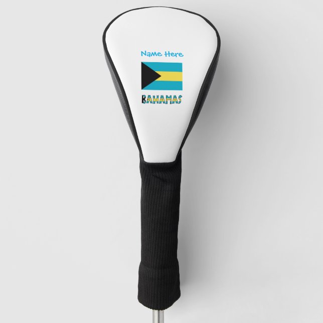 Bahamas and Bahamian Flag Blue Personalization  Golf Head Cover (Front)