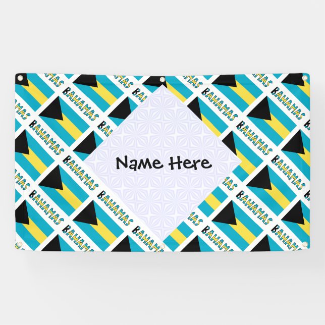 Bahamas and Bahamian Flag Tiled with Your Name Banner (Horizontal)